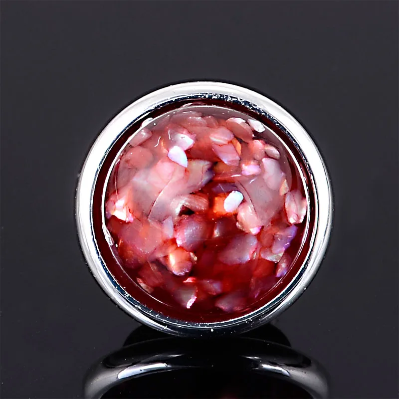 Miasol 1 Pc Rot Harz Cabochon Mit Shell Chips 925 Silber Überzug Jewelpops Für DIY Charme Armbänder Halskette Ring, Der