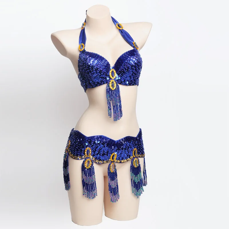 Women oriental bra belt belly dance costume belly dancing set sexy night dance bellydance carnival tops chain dance bra and belt