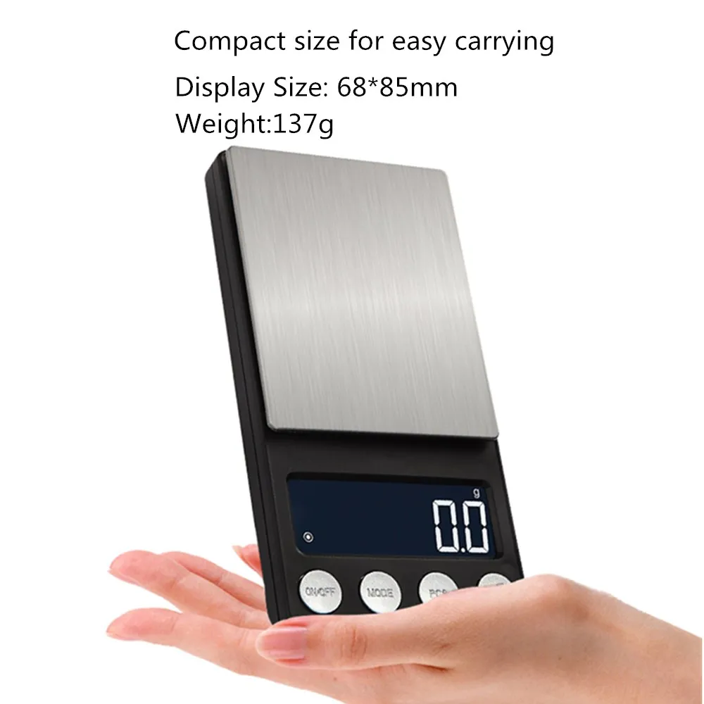 500g/0.01g Digital Scale Pocket Jewelry Weighing Scale LCD Display Electronic Grams Stainless Steel Drug Weight Tool 30% OFF