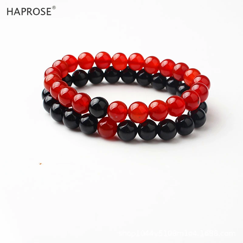 Natural Agate Bracelet 8mm Beads Black Yoga Energy Stone Bracelet Red Halo Original Stone Activity Creative Bracelet Gift