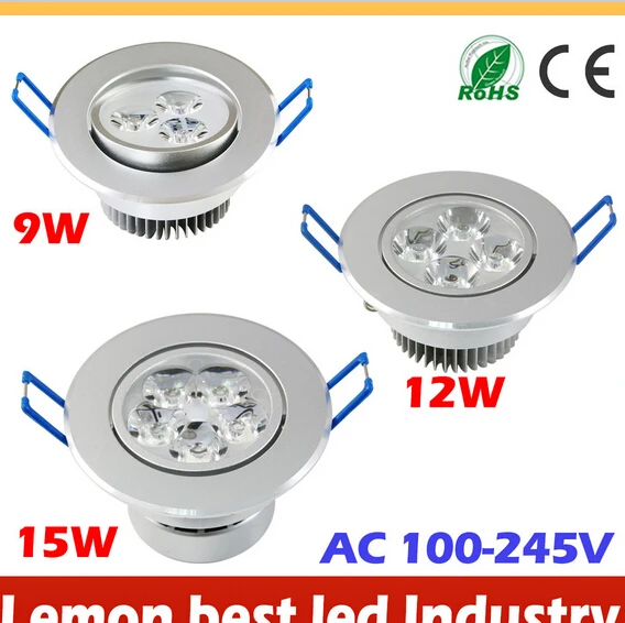 

9w 12w 15w cool white warm white dimmable LED Recessed Downlight AC110V 220V for home bathroom kitch store lights