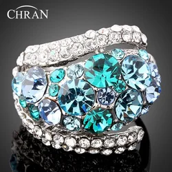 Chran Classic Brand Finger Rings Jewelry Ladies Gifts Wholesale Silver Color Charm Crystal Wedding Rings for Women