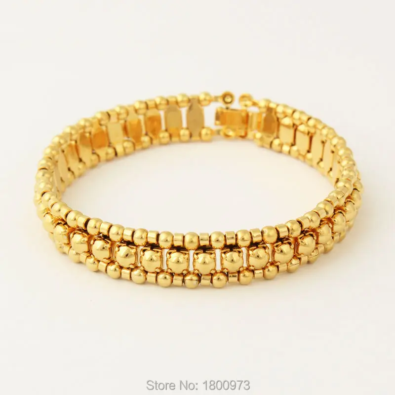 New arrival width13mm Mens bracelet Gold Color Round Ball link chain wholesale fashion jewelry for women