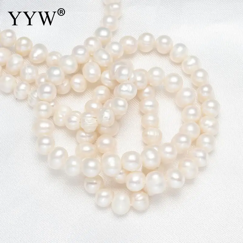 YYW High Quality 5-6mm 100% Natural Freshwater Pearl Beads white Pearl Round Loose Beads DIY Necklace Bracelat Jewelry Making