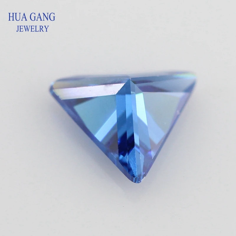 5A Blue Triangle Shape Cubic Zirconia Brilliant Cut Loose CZ Stone Synthetic Gems Beads For Jewelry Size 3x3-10x10mm