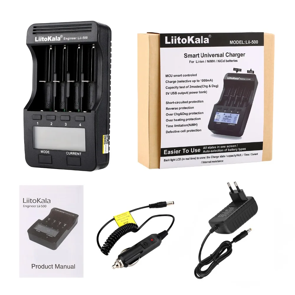 Liitokala lii-600 lii-500 lii-500S LCD 3.7V 1.2V 18650 26650 21700 Battery Charger,Test the battery capacity Touch control