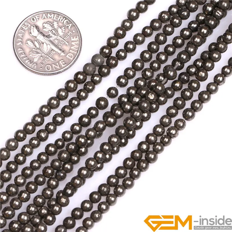 Natural Stone irony Gray Pyrite Round Beads For Jewelry Making Strand 15 inch DIY Jewelry Bead for Bracelet Necklace 6mm 8mm