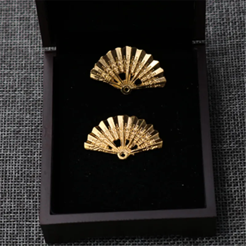 8pcs Antique Gold Color Folding Fan Glamour Alloy Pendants Earrings Necklace Accessories DIY Charm Jewelry  Carfts Making A19