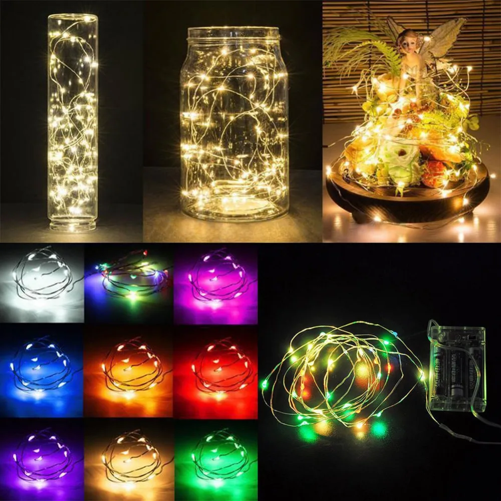 

5M 50 LED Battery Operated LED Copper Wire String Lights for Xmas Garland Party Wedding Decoration Christmas Fairy Lights