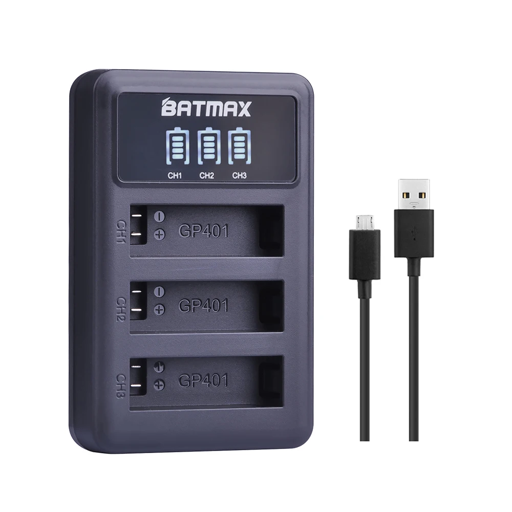 Batmax Battery For Gopro 4 AHDBT-401 1680mAh Bateria with LED USB 3Slots Charger for GoPro 4 HD Hero 4 Sports Action Camera