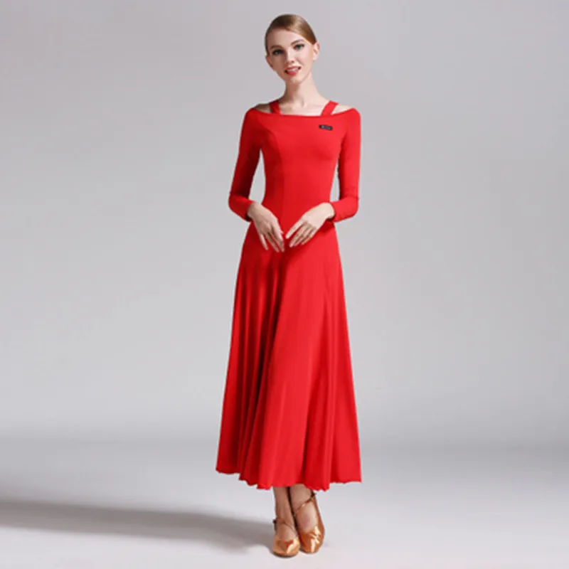 새로운 스타일 레이디 볼룸 댄스 드레스 긴 소매 댄스 경연 대회 드레스 여성 가운 댄스 표준 경쟁 드레스