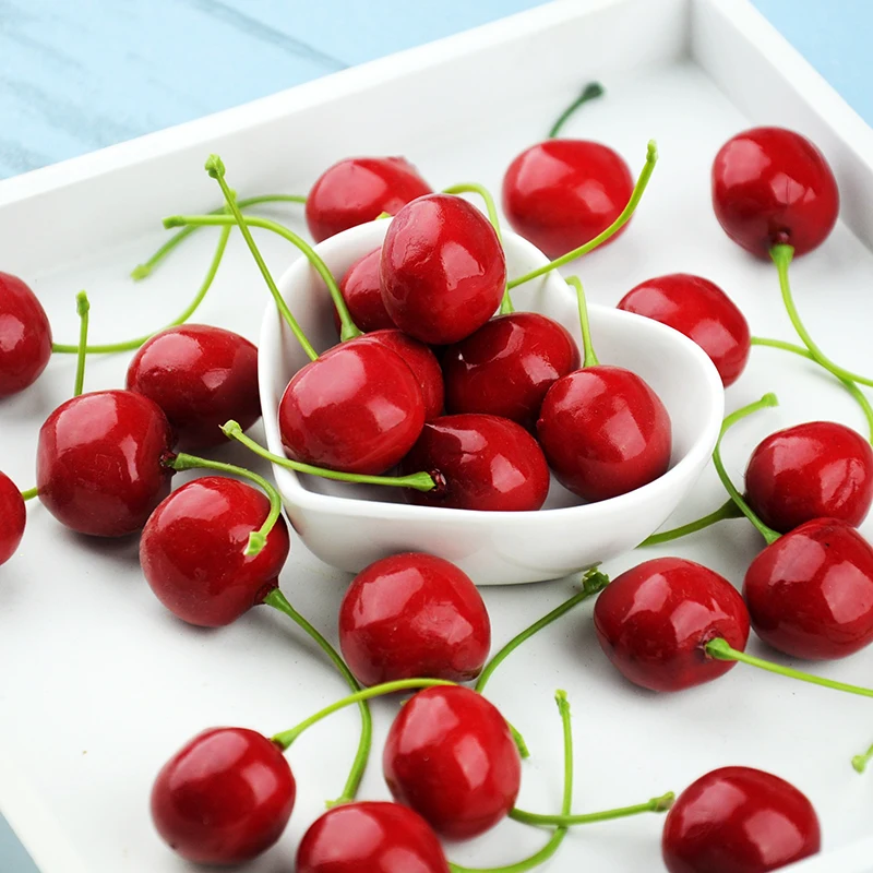 Reusable Simulation Small Cherry Cherries Artificial Red Fruit Model for Photography Studio Photo Background Mini Accessories