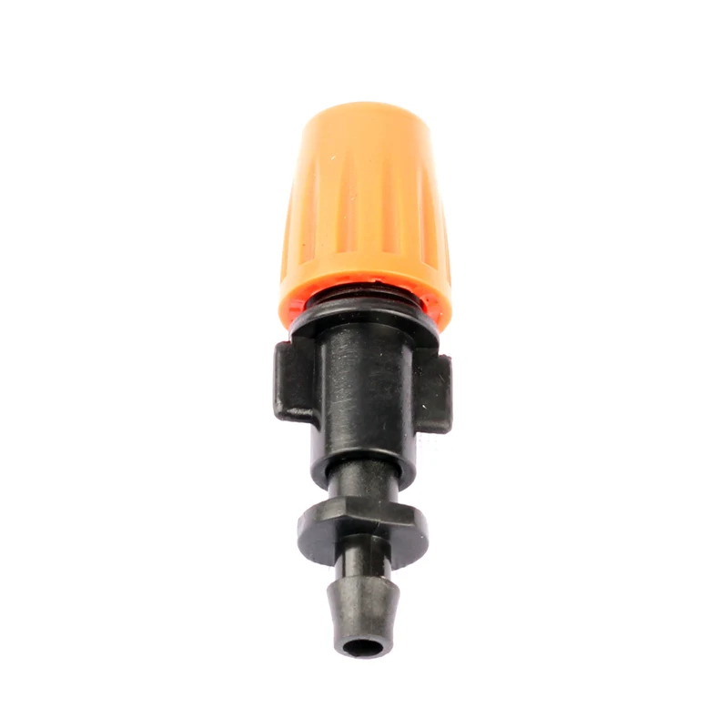 

Wholesale 100pcs/set Orange Adjustable Misting Nozzle With 1/4'' Barbed Connector Garden Greenhouse Drip Irrigation Sprinklers