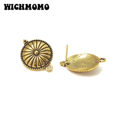 New 6pcs 27*20mm Retro Gold Zinc Alloy Sun Flowers Round Earring Base Connectors Linkers for DIY Earring Jewelry Accessories
