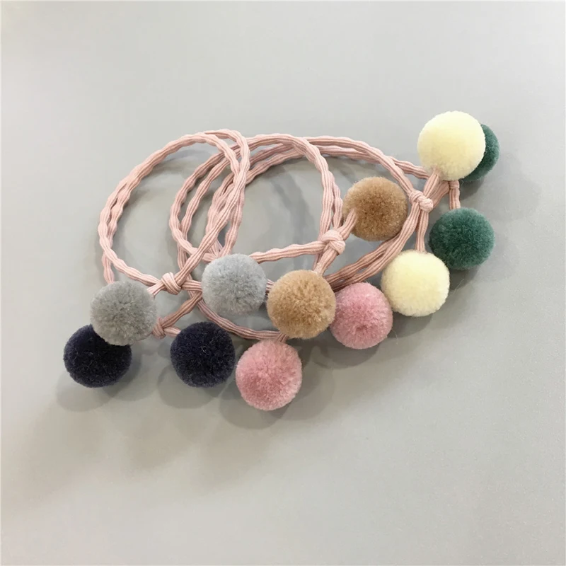 Sweet Girls Cute Plush Headband Hair Accessories Children Pompon Elastic Hair Bands Creative Large Fur Ball Hair Rope Lovely