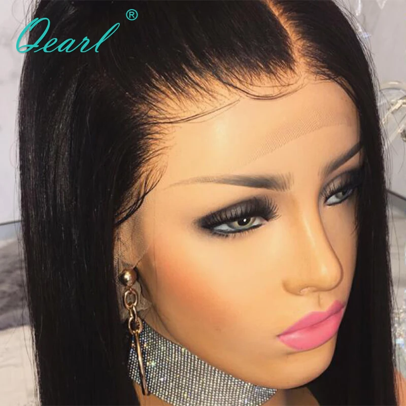 HD Lace Front Wig Super Long 32inchs Thick Density Silky Straight Human Hair Lace Frontal Wigs Middle Part 10A Grade 13x4 Qearl