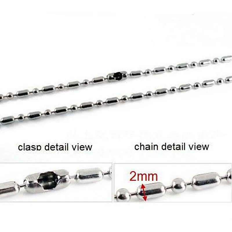 10pcs/lot Stainless Steel Bamboo Ball Beads Chain On The Neck For Men DIY Jewelry Making Accessories Necklace Dog Tag Chains
