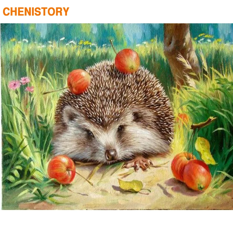 

CHENISTORY Hedgehog DIY Painting By Numbers Kit Hand Painted Pictures Digital Oil Painting On Canvas Home Decor For Wall Artwork