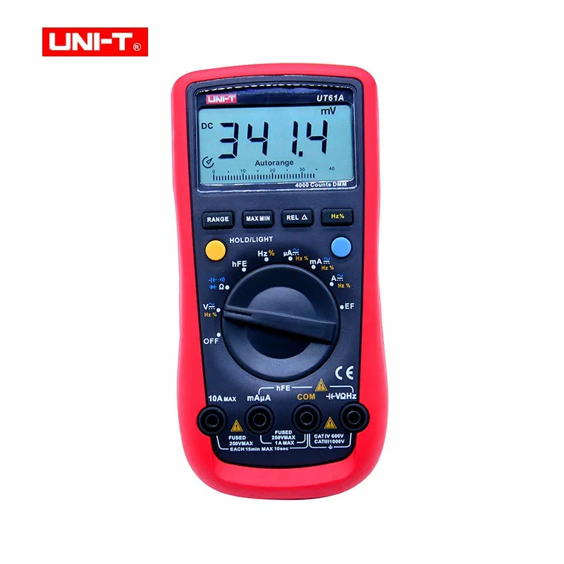 UNI-T True RMS Digital Multimeters UT61A/B/C/D/E Auto Range LCD Backlight AC DC Amperemeter