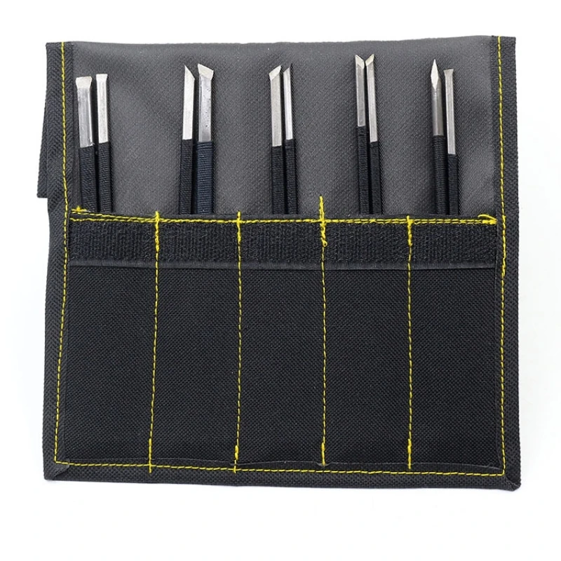 Professional 10pc/set Black Nylon And Steel Chisel Set Stone Carving Knife Artist Woodworker Hand Tools For Shoushan Stones