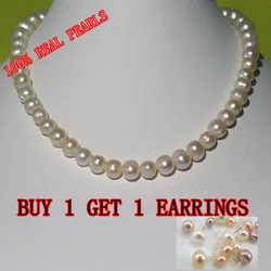 REAL PEARL 8-9mm Pearl Size 100% Genuine Freshwater Cultured Pearl Necklace for Nice Lady Female Gift Hot Sale