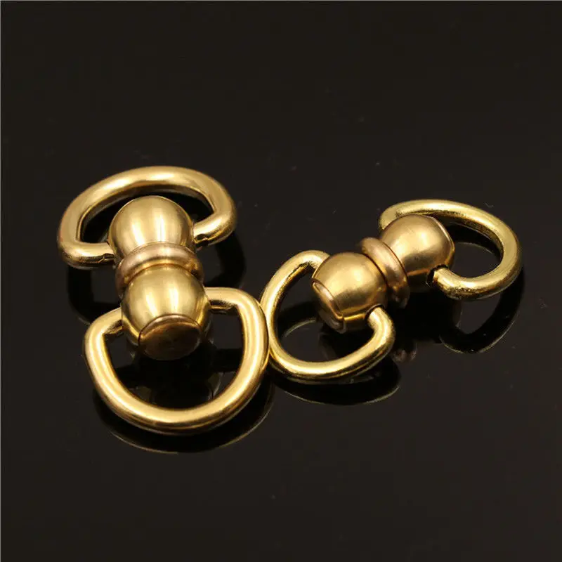 1piece Solid Brass Swivel Eye Rotating Connector Double End D ring for Keychain Key Ring Wallet Fob Clip connecting