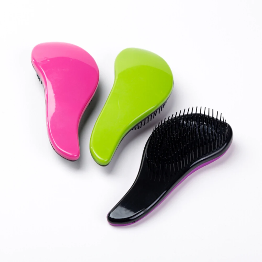 Magic Anti-static Hair Brush Handle Tangle Detangling Comb Shower Electroplate Massage Comb Salon Hair Styling Tool