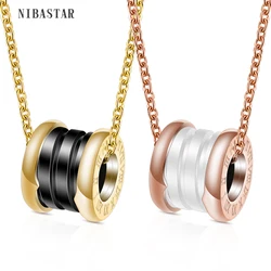 NIBA Roman Numerals Ceramic Necklace For Women Classic Design White Black Spiral Pendant Choker High Quality Luxury Jewelry