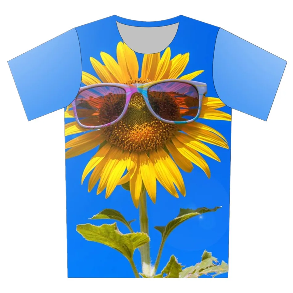 

4-20 Years Old Children 3d Colorful T-Shirt Summer Boys Girls Blue Sky Sunflower Pill Skull Print T Shirt Kids Tshirts Gift Tops