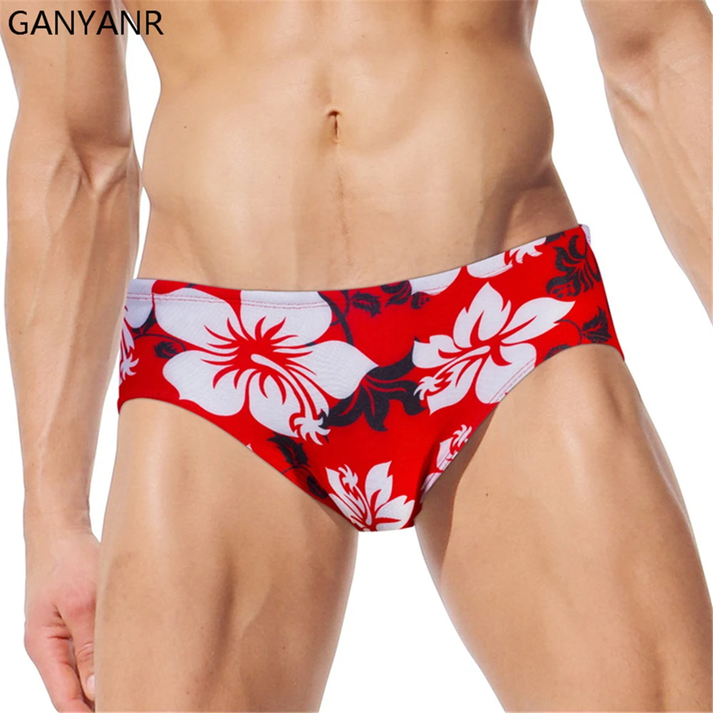 

GANYANR Brand Swimming Trunks Men Swimwear Swim Briefs Sunga Sexy Plus Size Male Swimsuit Bikini Pouch Gay Beach Surf Low Waist