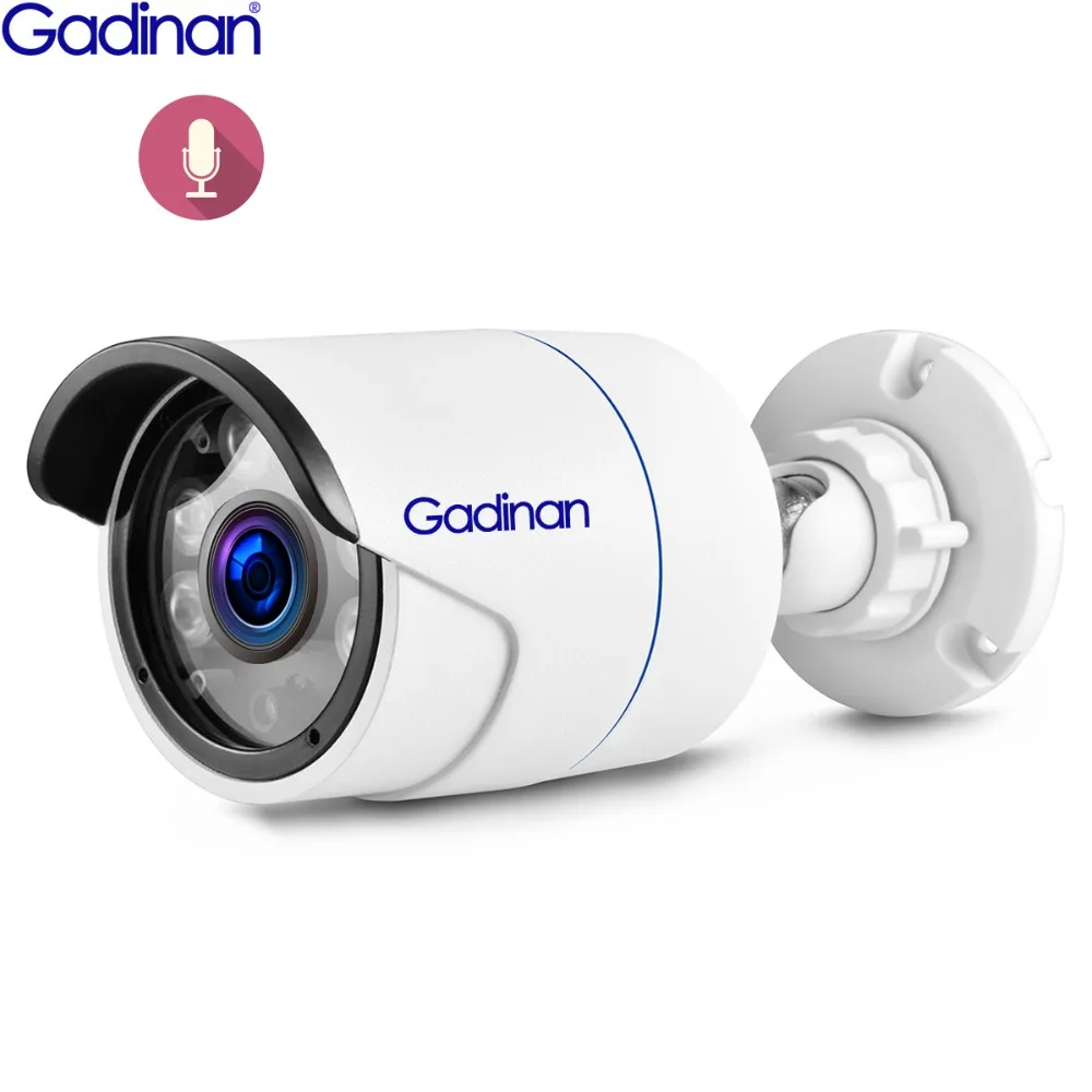 

Gadinan 5MP IP Camera Outdoor Bullet Security Surveillance Humanoid Detection P2P CCTV Security Audio Microphone 48V POE