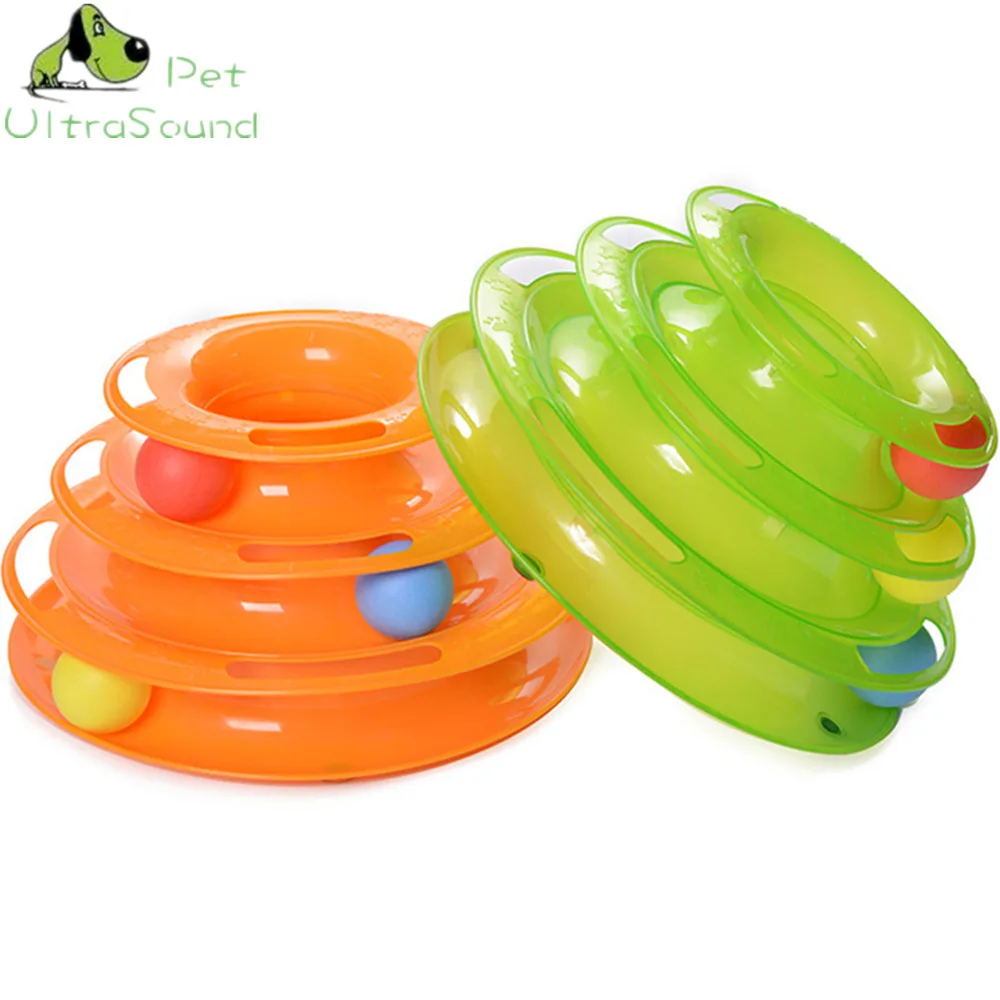 Funny Cat Pet Toys Cat Crazy Ball Disk Interactive Amusement Plate Play Disc Trilaminar Turntable Cat Toy