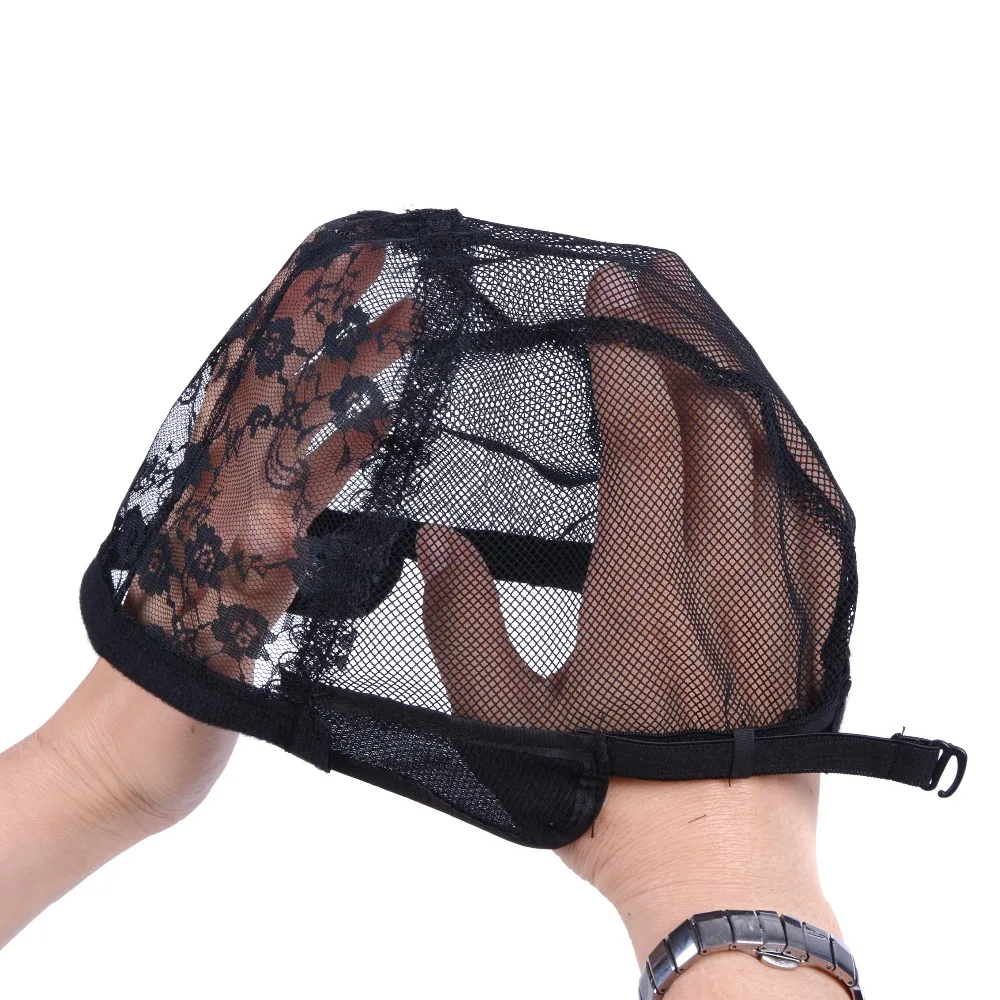 Peluca de encaje de 5 piezas para hacer pelucas, gorro elástico ajustable para pelucas, gorro de cúpula negra, redes para el cabello