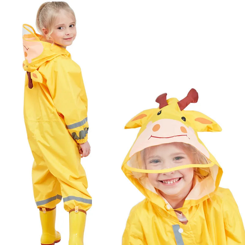 

90-135CM Waterproof Raincoat For Children Kids Baby Rain Coat Poncho Boys Girls Primary School Students Siamese Raingear