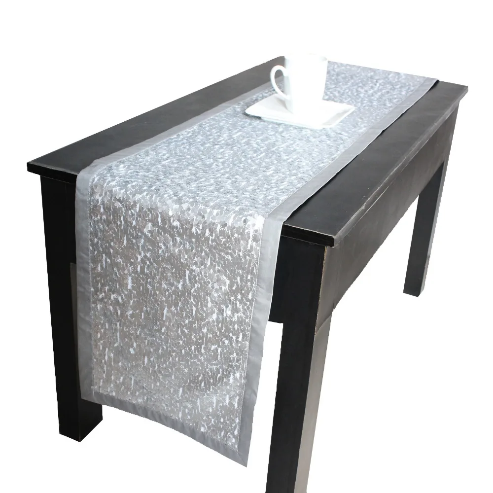 Free Shipping New Design Sequin Bling Bling Decoraction Faux Silk Table Runner Table Decoration Silvery Color P4682