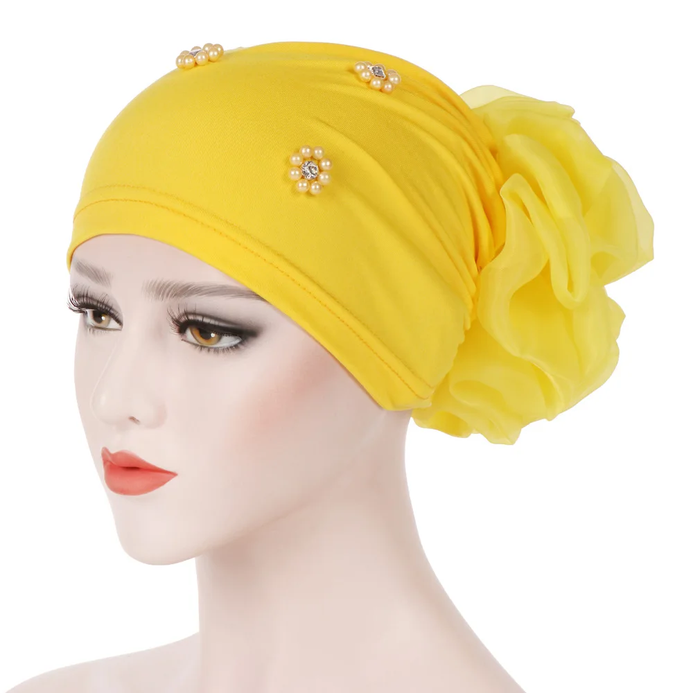 Full Cover Milk Silk Muslim Hijab Islamic Women Elastic Beads Hat Head Scarf Turban Cap Muslim Turban Hijab for Girls