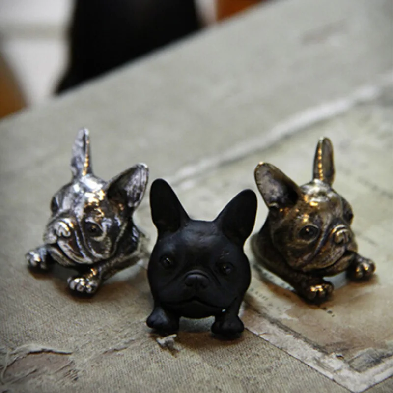 Unique Retro French Bulldog Adjustable Ring High Quality Design Men\'s Fashion Promise Rings Women Gift Overwatch free ship