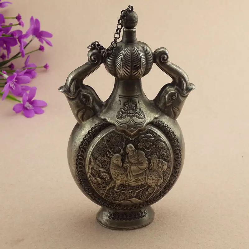 

antique Tibet silver snuff bottle-blessing pot,Hand carved crafts,Decoration,collection &Adornment,Free shipping