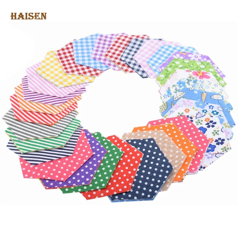 80pcs/Lot Hexagon Shape Not Repeat Random Chic Thin/Low Density Cotton Fabric Patchwork Tissue For DIY Quilting&Sewing Material