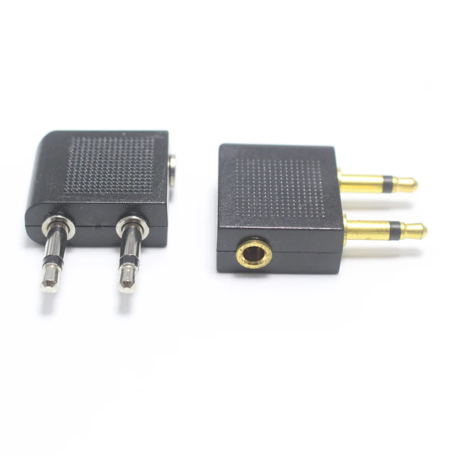 1pcs Airplane 3.5mm 2Pole Headphone Audio Converter Travel Jack Plug 90 Degrees 3.5 mm 2 in 1 Splitter Adapter