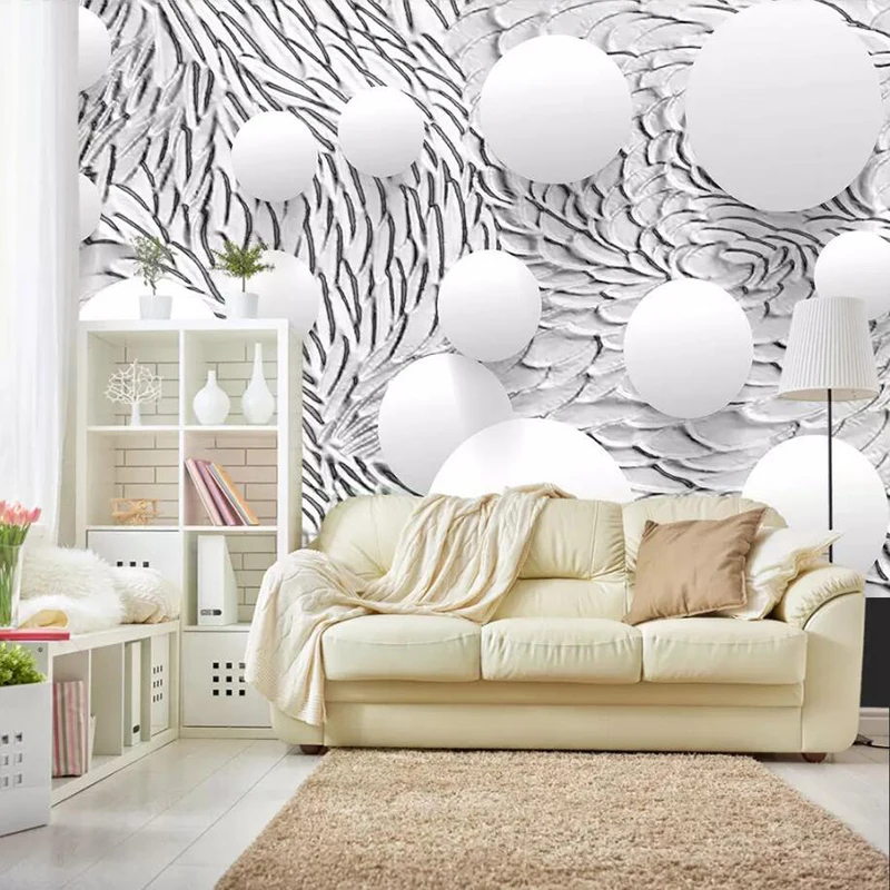 Phantom circle circular plaster 3D geometric TV background wall