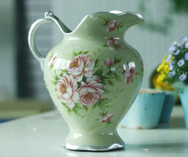 New Hot Spot wholesale fresh roses pattern hand-painted ceramic vases / flower holder / flower DV-62003