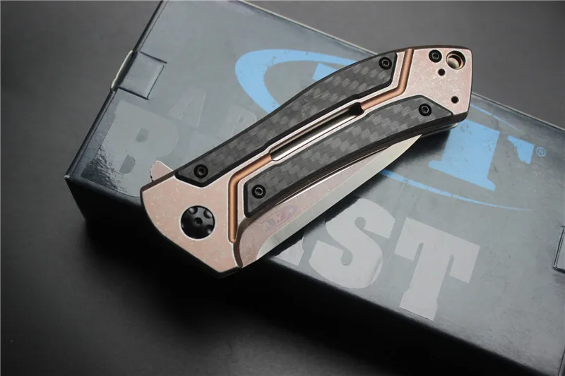 New ZT0801CF ball bearing Folding Knife D2 Titanium Carbon Fiber Camping Hunting Survival Kitchen Knives Outdoor fishingEDC Tool