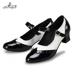 Ladingwu-Fechado Toe Ballroom Dance Shoes para Mulheres, Mid Heel, Salsa Latina, Meninas, Primavera, Outono, Frete Grátis