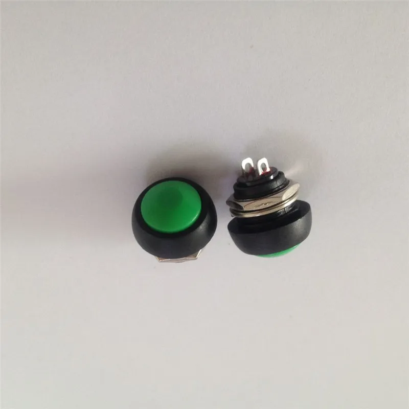 2pcs  YT106  12 mm  PBS-33B automatic reset button   Green small reset button switch unlocked the horn switch auto switch