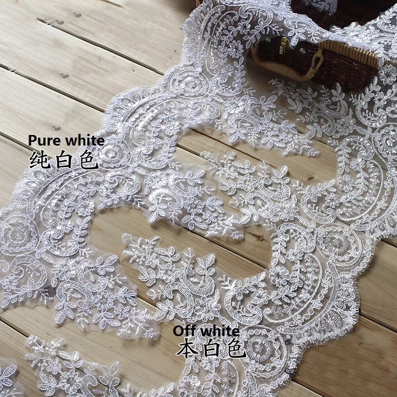 3Y-6Yards/Lot Refined Luxury with Continental Car Bone Sequined Lace Wedding Dress Accessories Lace Trim For Bridal Dress