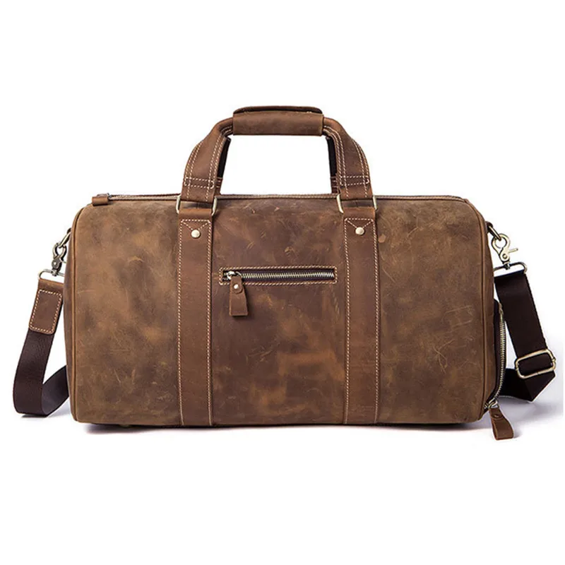 Genuine Vintage Cowhide Leather Unisex Handbags Tote Travel Bags Large Capacity Duffel Bag Buiness Travel Laptop Bags Luggage