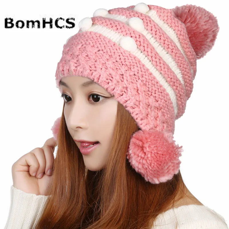 

BomHCS Autumn Winter Cute Women Lady Thick Knit Beanie Cap Ear Muff Knitted Hat Skully