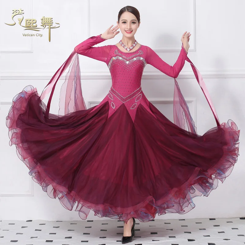 Angepasst Lady Tanzen Kleid Mädchen Mode Tanz Kleid Weibliche Nationalen Standard Dance Kostüm Tanzen Compitition Kleid D-0357