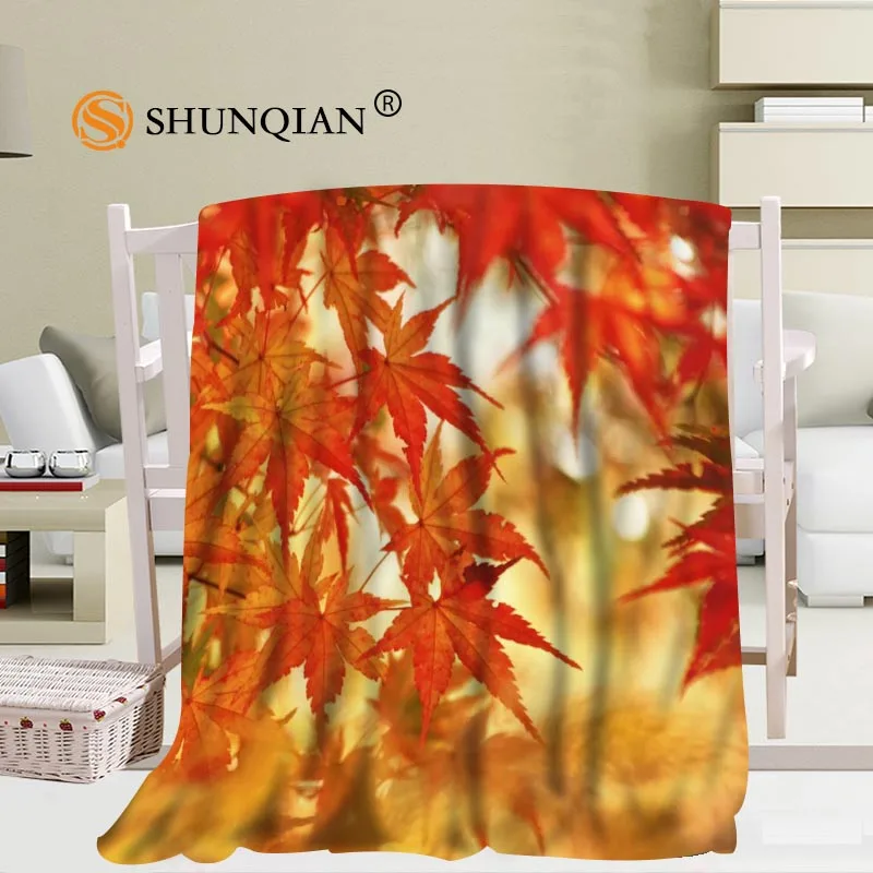 Hot Sale custom autumn leaves maple Blanket Manta Falafel Blanket Sofa/Bed/Plane Travel Bedding 56x80inch 50X60inch 40X50inch